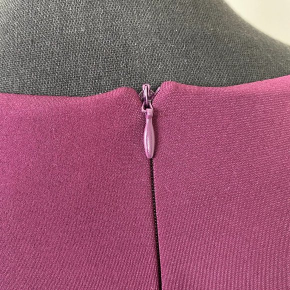 Dress By David Meister, Size US 8, Maroon, burgundy, embroidered bead flower - Picture 9 of 16